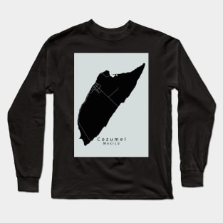 Cozumel Mexico Island Map dark Long Sleeve T-Shirt